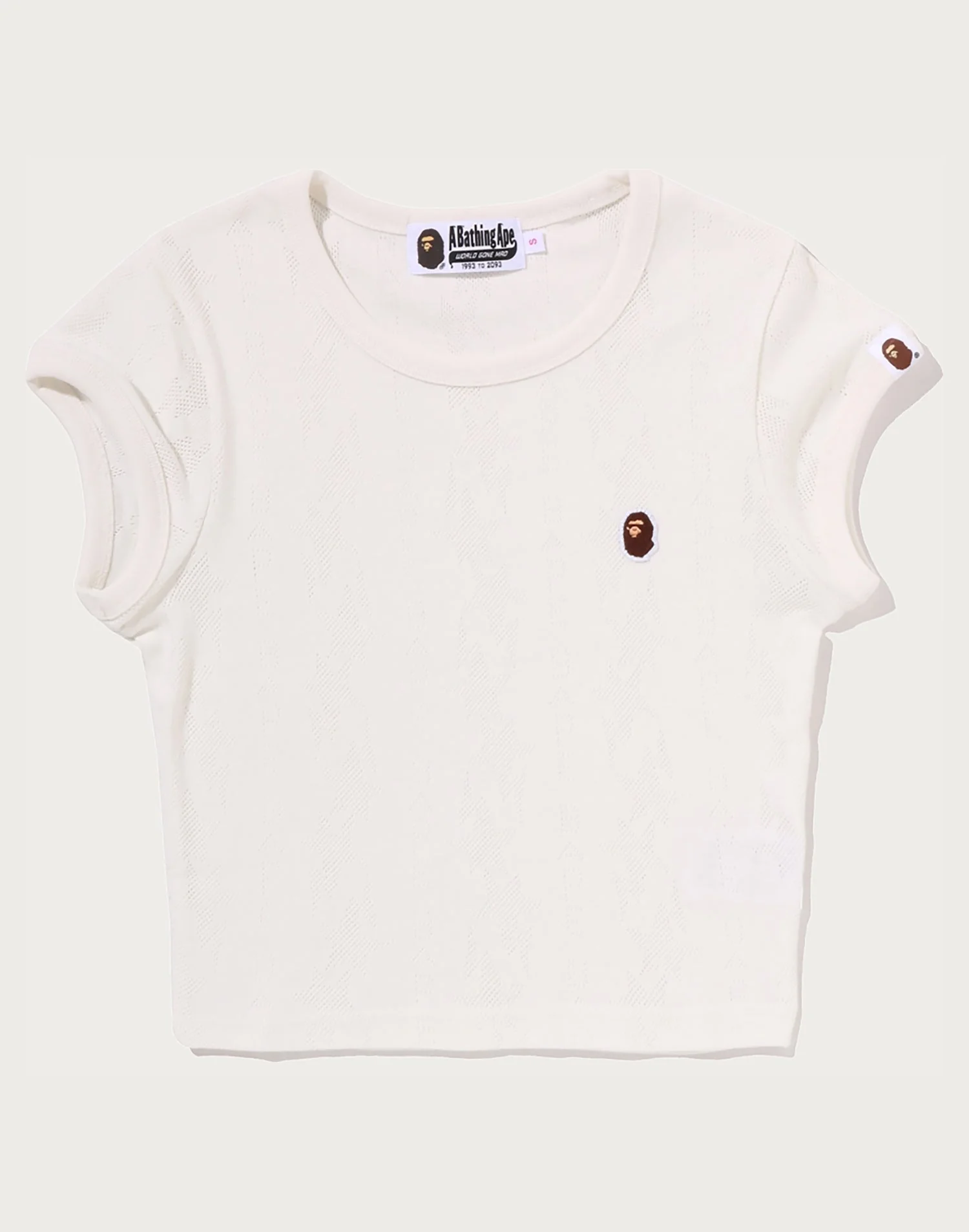 STA PATTERN JACQUARD APE HEAD ONE POINT CROPPED TEE LADIES