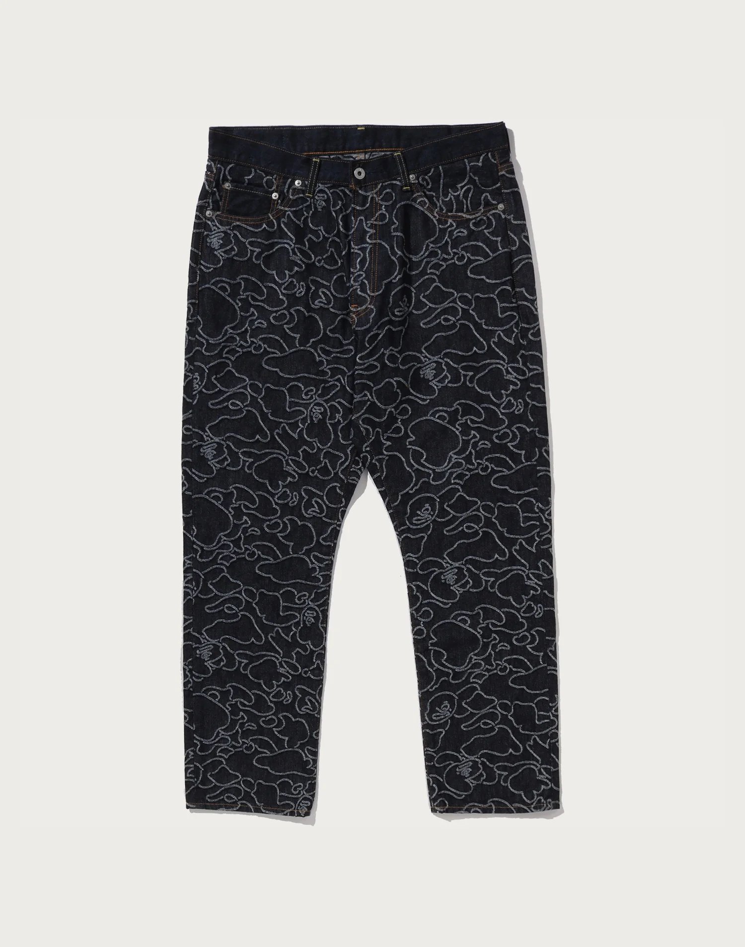 BAPE X OVO NEON 1ST CAMO JACQUARD DENIM PANTS MENS