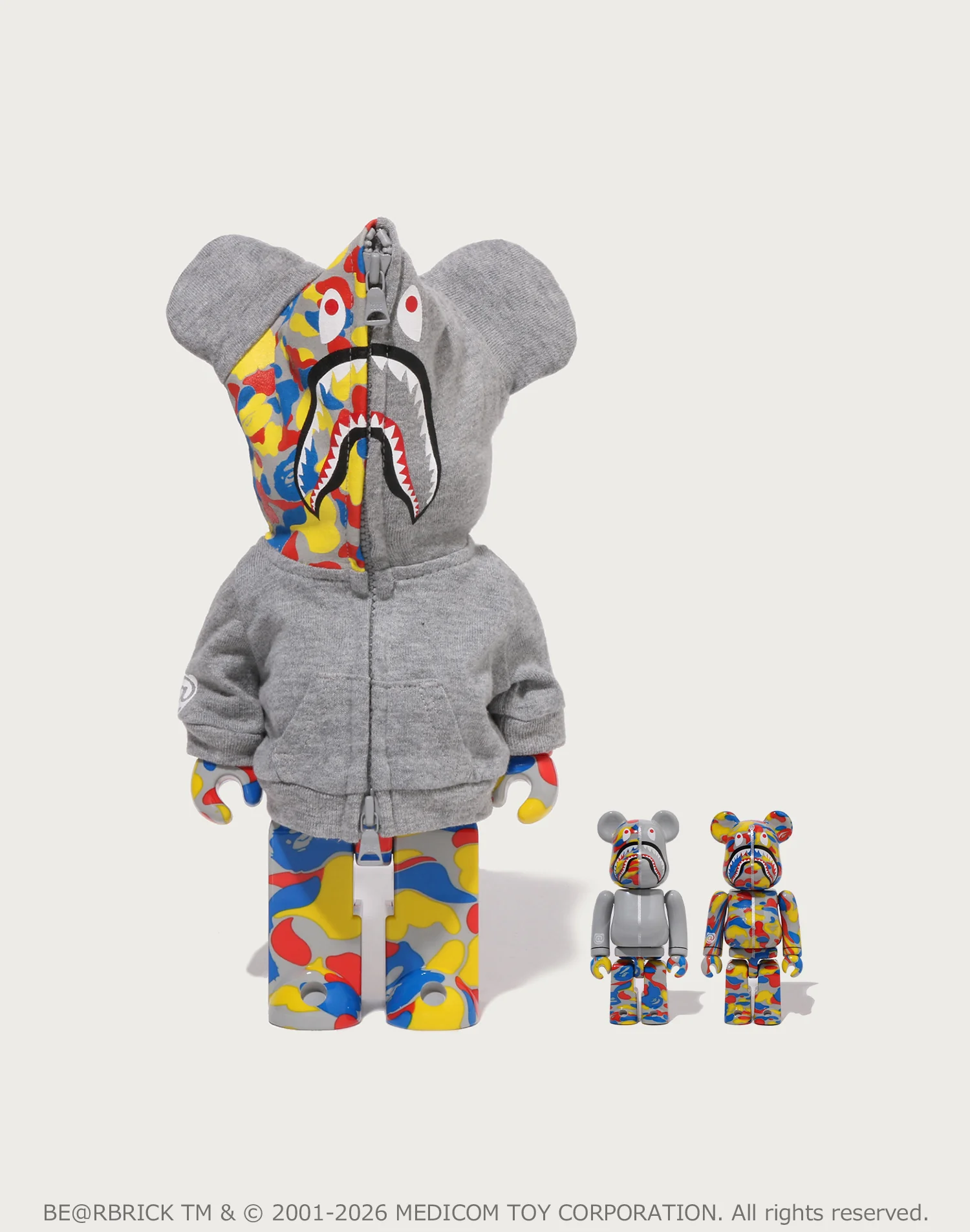 BAPE X MEDICOM TOY 30TH ANNIV. SHARK HOODIE BE@RBRICK 100%&400%