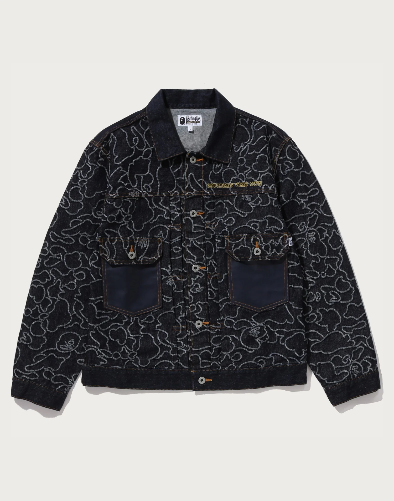 BAPE X OVO NEON 1ST CAMO JACQUARD DENIM JACKET MENS