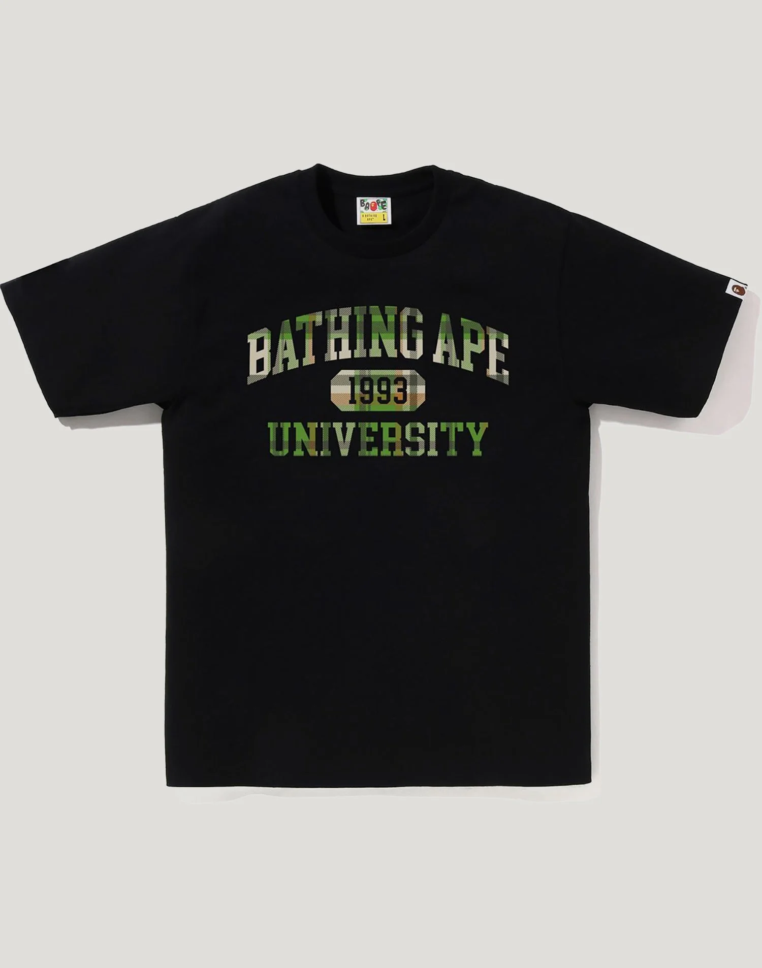 BAPE CHECK UNIVERSITY COLLEGE LOGO TEE MENS