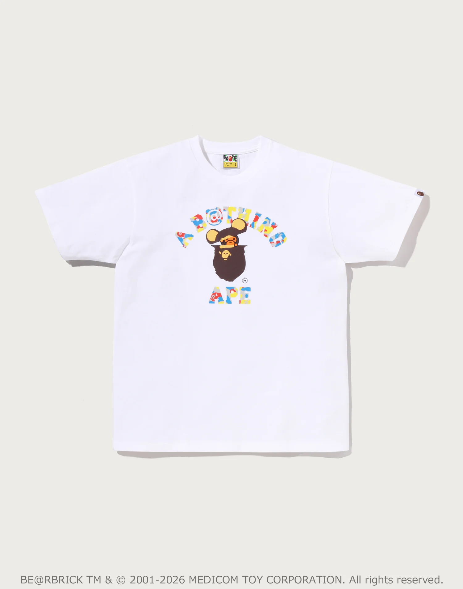BAPE X MEDICOM TOY 30TH ANNIV. COLLEGE MILO TEE MENS